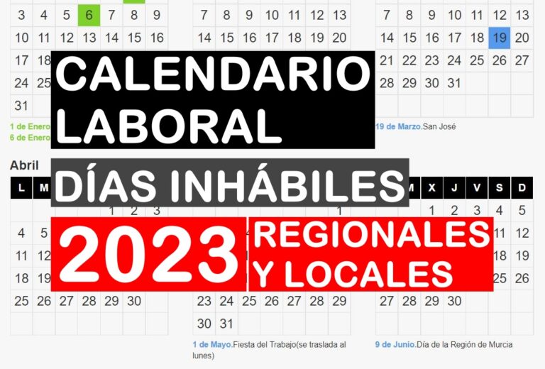 Calendario laboral de Murcia 2023  MURCIAOPOSICIONES.com