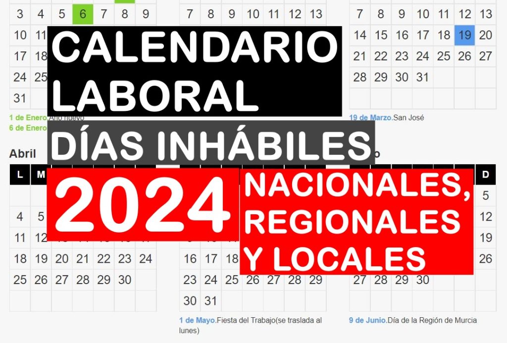 Calendario laboral de Murcia 2024  MURCIAOPOSICIONES.com