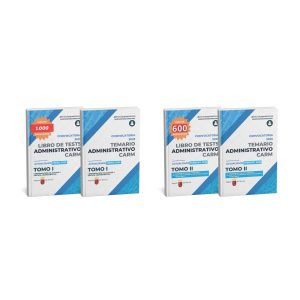 Inicio - Temarios y tests oposiciones CARM 1 Pack completo Administrativo CARM actualizado 2026 con los cuatro libros: Tomo I, tests Tomo I, Tomo II y tests Tomo II