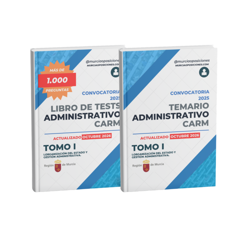 Inicio - Temarios y tests oposiciones CARM 2 Temario y tests Administrativo CARM 2026 Tomo I actualizados en octubre de 2026